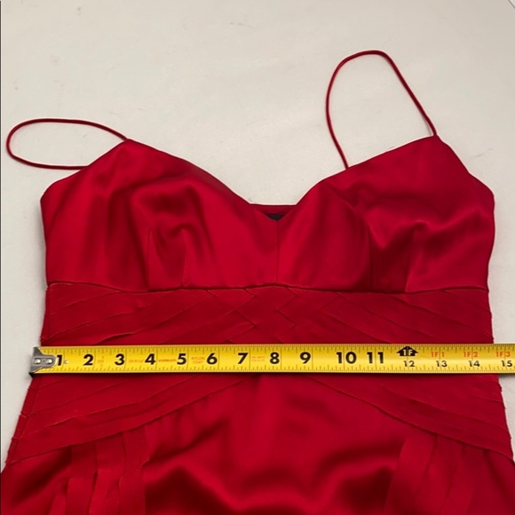 Nicole Miller red silk spaghetti strap v-neck cocktail dress - Picture 9 of 11
